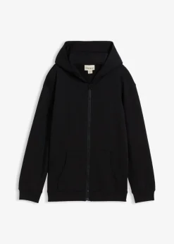 bonprix Mädchen 9-16 Jahre·Sweat & Strick|Mädchen 2-8 Jahre·Nachhaltigere Materialien|Kapuzen-Sweatjacke aus weichem Bio-Baumwoll-Mix schwarz