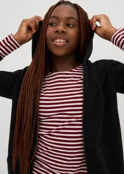 bonprix Mädchen 9-16 Jahre·Sweat & Strick|Mädchen 2-8 Jahre·Nachhaltigere Materialien|Kapuzen-Sweatjacke aus weichem Bio-Baumwoll-Mix schwarz