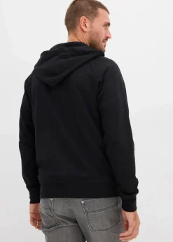 bonprix Sweat|Basics|Kapuzen-Sweatjacke mit Kontrastdetails schwarz