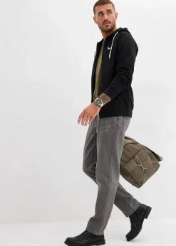 bonprix Sweat|Basics|Kapuzen-Sweatjacke mit Kontrastdetails schwarz