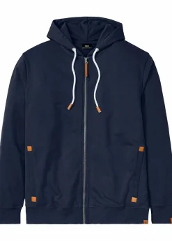 Kapuzen-Sweatjacke mit Lederimitat-Details|bonprix