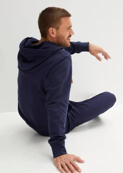 Kapuzen-Sweatjacke mit Lederimitat-Details|bonprix