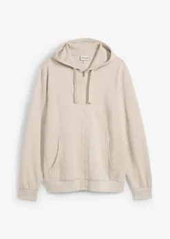 bonprix Sweat|Sportbekleidung|Kapuzen-Sweatjacke mit Reißverschluss steingrau