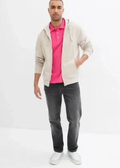 bonprix Sweat|Sportbekleidung|Kapuzen-Sweatjacke mit Reißverschluss steingrau