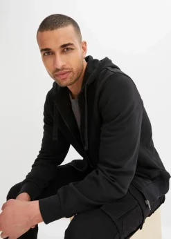 bonprix Große Größen|Basics|Kapuzen-Sweatjacke mit Reißverschluss schwarz