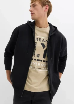 bonprix Sweat|Sportbekleidung|Kapuzen-Sweatjacke mit reiner Baumwolle, Loose Fit tiefseeblau