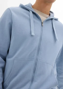 bonprix Sweat|Sportbekleidung|Kapuzen-Sweatjacke mit Reißverschluss hellblau