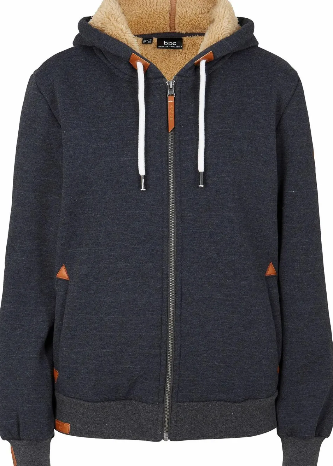 bonprix Sweat|Bekleidung·Blusen & Tuniken|Kapuzen-Sweatjacke mit Teddyfutter anthrazit meliert