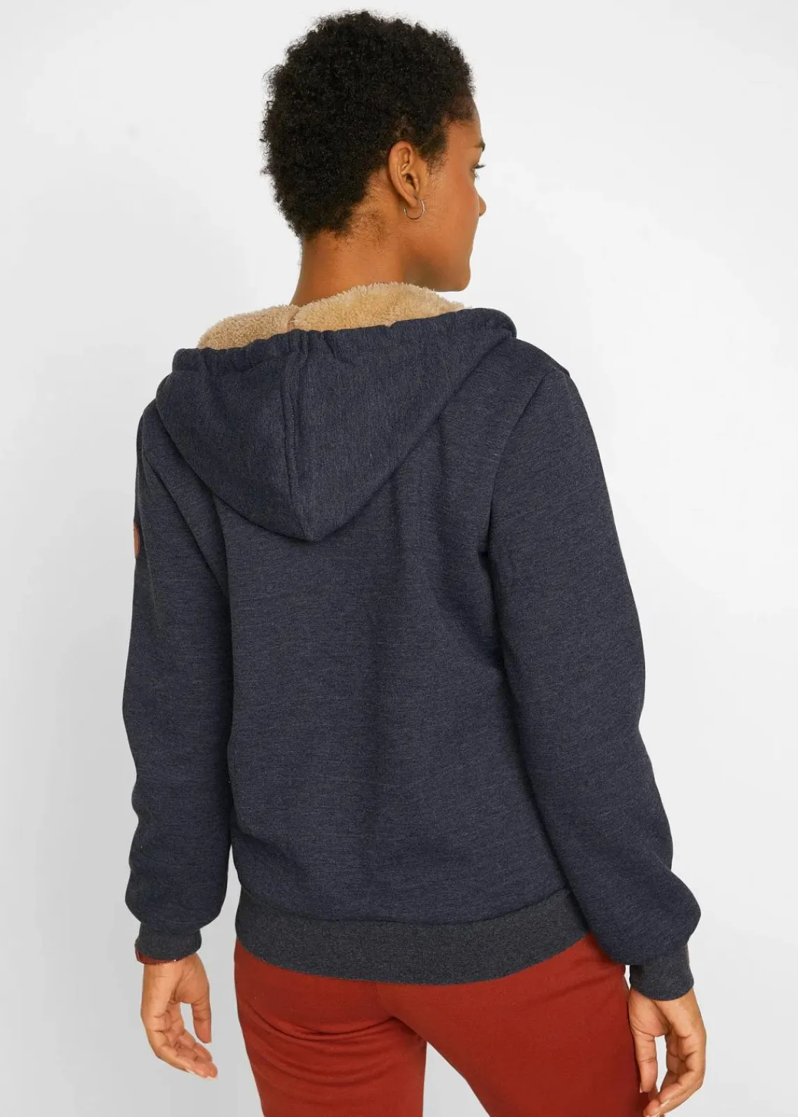 bonprix Sweat|Bekleidung·Blusen & Tuniken|Kapuzen-Sweatjacke mit Teddyfutter anthrazit meliert