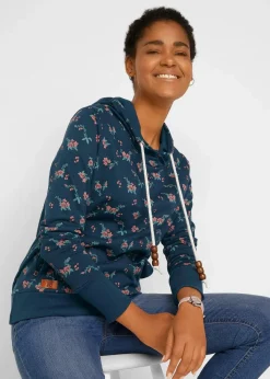 Kapuzensweatshirt mit Kordeln aus reiner Baumwolle|bonprix