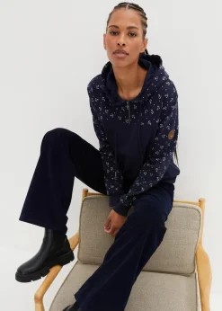 bonprix Nachhaltigere Materialien|Kapuzensweatshirt mit Reißverschluss aus reiner Baumwolle dunkelblau