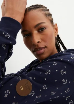 bonprix Nachhaltigere Materialien|Kapuzensweatshirt mit Reißverschluss aus reiner Baumwolle dunkelblau