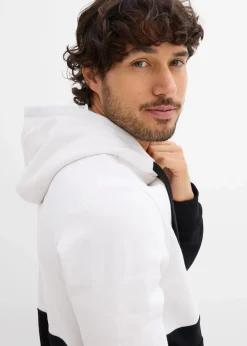 bonprix Sweat|Sportbekleidung|Kapuzensweatshirt, Slim Fit schwarz/weiß bedruckt