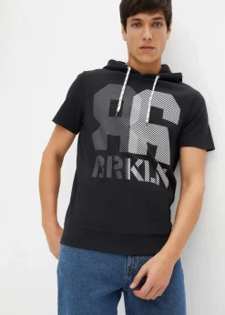 bonprix Große Größen|Shirts & Polos|Kapuzen-T-Shirt aus schwerer Baumwolle schwarz bedruckt