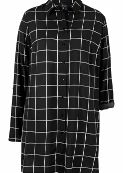 Karierte Longbluse mit Taschen|bonprix Outlet