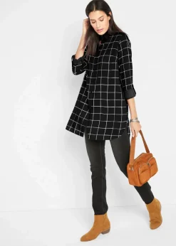 Karierte Longbluse mit Taschen|bonprix Outlet