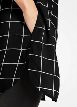 Karierte Longbluse mit Taschen|bonprix Outlet