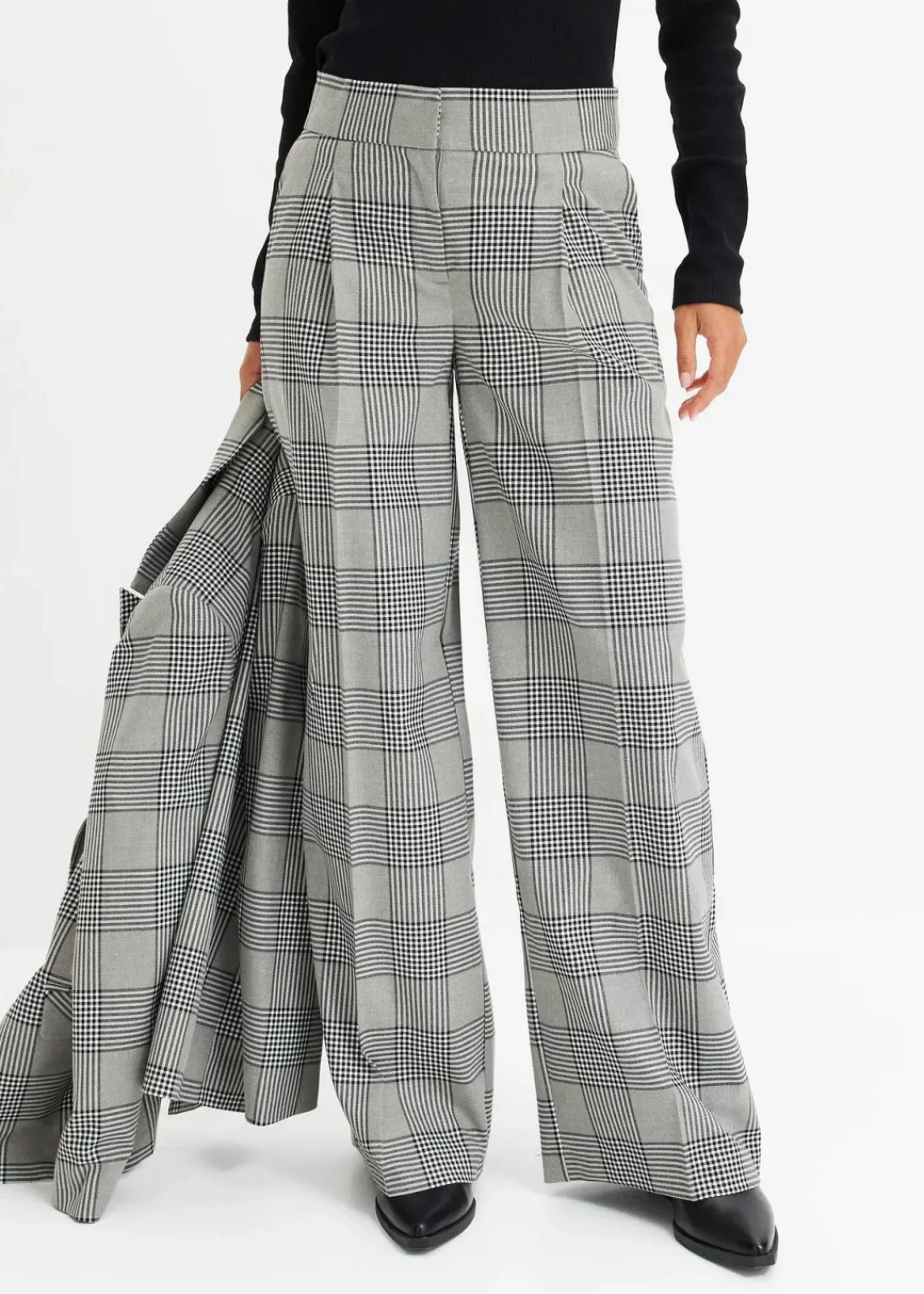 bonprix Bekleidung·Kleider|Zweiteiler & Sets|karierte Marlenehose grau kariert