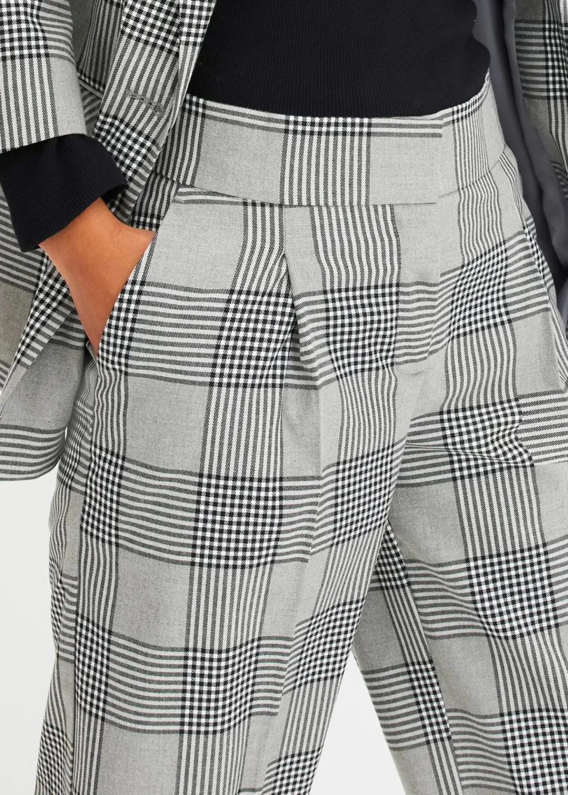 bonprix Bekleidung·Kleider|Zweiteiler & Sets|karierte Marlenehose grau kariert