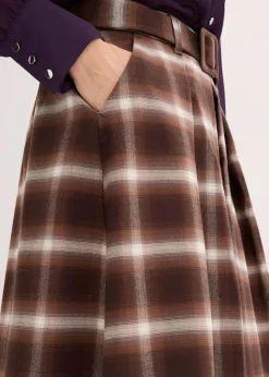 bonprix Bekleidung·Sportbekleidung|Röcke|Karo Faltenrock und Gürtel (2-tlg.Set) dunkelbraun/hellbraun/mittelbraun/elfenbein kariert