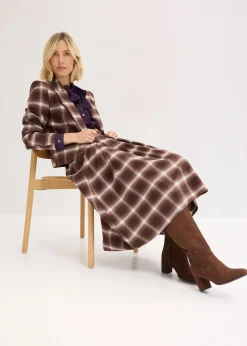 bonprix Bekleidung·Sportbekleidung|Röcke|Karo Faltenrock und Gürtel (2-tlg.Set) dunkelbraun/hellbraun/mittelbraun/elfenbein kariert