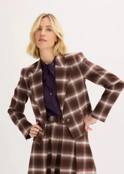 bonprix Bekleidung·Basics|Blazer|Karoblazer dunkelbraun/hellbraun/mittelbraun/elfenbein kariert