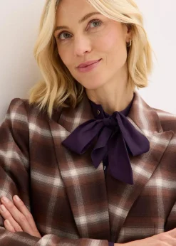 bonprix Bekleidung·Basics|Blazer|Karoblazer dunkelbraun/hellbraun/mittelbraun/elfenbein kariert