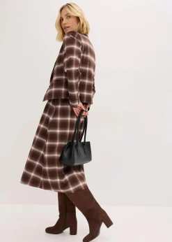 bonprix Bekleidung·Basics|Blazer|Karoblazer dunkelbraun/hellbraun/mittelbraun/elfenbein kariert