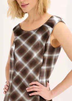 bonprix Bekleidung·Pullover & Strickjacken|Kleider|Karokleid dunkelbraun/hellbraun/mittelbraun/elfenbein kariert