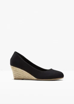 bonprix Pumps|Keilpumps in Bastoptik schwarz