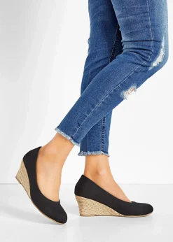 bonprix Pumps|Keilpumps in Bastoptik schwarz