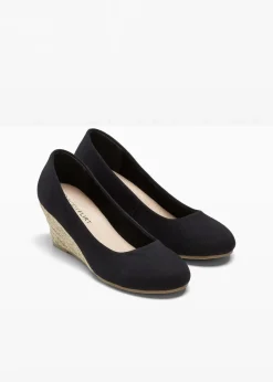 bonprix Pumps|Keilpumps in Bastoptik schwarz