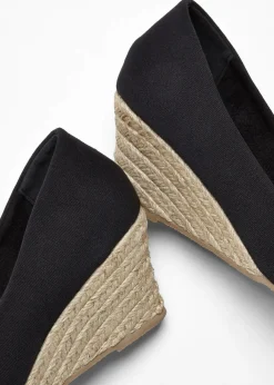 bonprix Pumps|Keilpumps in Bastoptik schwarz