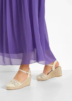 bonprix Pumps|Keilpumps in Häkel-Optik beige