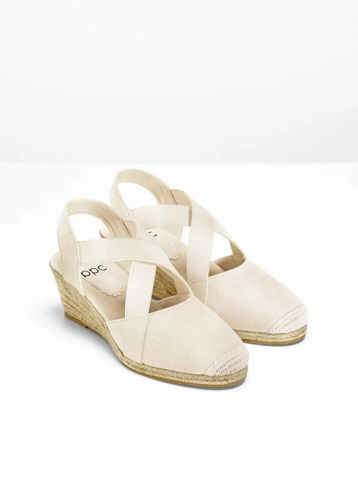 bonprix Schuhe & Accessoires In Spezialgrößen·Schuhe In Übergröße|Schuhe & Accessoires In Spezialgrößen·Elastischer Schaft|Keilsandaletten mit elastischen Riemen weiß