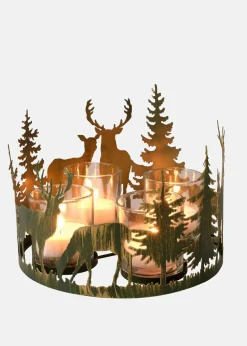 bonprix Kerzenhalter|Wohnaccessoires|Kerzenhalter mit 4 Kerzengläsern antik dunkelgrün