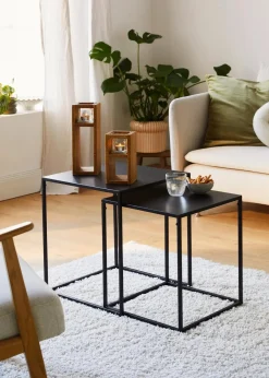 bonprix Kerzenhalter|Wohnaccessoires|Kerzenständer mit Glaseinsatz (2-tlg. Set) natur