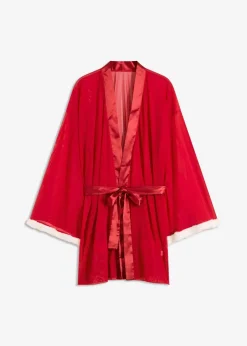 bonprix Wäsche·Bademäntel|Wäsche·Erotikwäsche|Kimono tiefrot/weiß