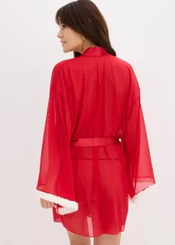 bonprix Wäsche·Bademäntel|Wäsche·Erotikwäsche|Kimono tiefrot/weiß