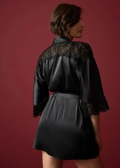 bonprix Wäsche·Dessous|Wäsche·Bademäntel|Kimono schwarz