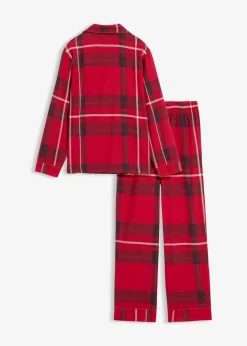 bonprix Jungen·Nachtwäsche|Mädchen·Nachtwäsche|Kinder Flanell Pyjama aus weicher Baumwolle dunkelrot kariert