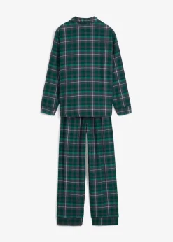 bonprix Jungen·Nachtwäsche|Mädchen·Nachtwäsche|Kinder Pyjama aus gewebten Flanell (2-tlg. Set) waldgrün kariert