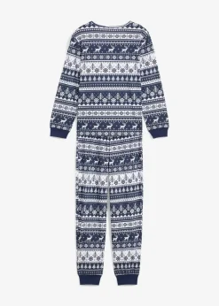 bonprix Jungen·Nachtwäsche|Mädchen·Nachtwäsche|Kinder Pyjama aus reiner Bio-Baumwolle (2-tlg. Set) tiefblau/weiß bedruckt