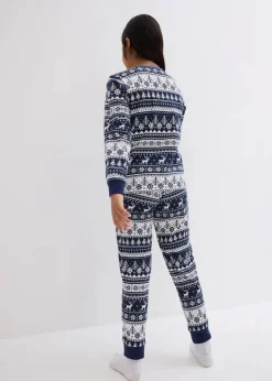 bonprix Jungen·Nachtwäsche|Mädchen·Nachtwäsche|Kinder Pyjama aus reiner Bio-Baumwolle (2-tlg. Set) tiefblau/weiß bedruckt