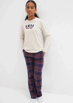 Kinder Pyjama mit Flanellhose aus weicher Baumwolle|bonprix Clearance