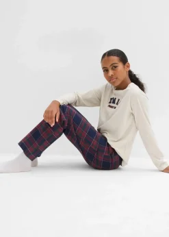 Kinder Pyjama mit Flanellhose aus weicher Baumwolle|bonprix Clearance