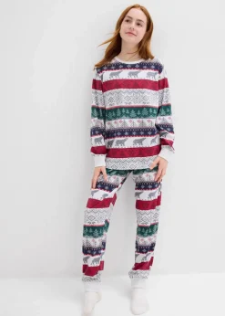 bonprix Jungen·Nachtwäsche|Mädchen·Nachtwäsche|Kinder Pyjama mit weicher Bio-Baumwolle naturmeliert norwegermuster