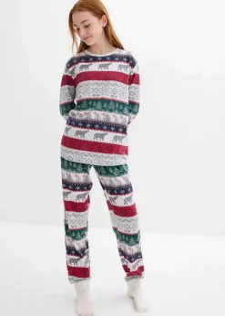 bonprix Jungen·Nachtwäsche|Mädchen·Nachtwäsche|Kinder Pyjama mit weicher Bio-Baumwolle naturmeliert norwegermuster