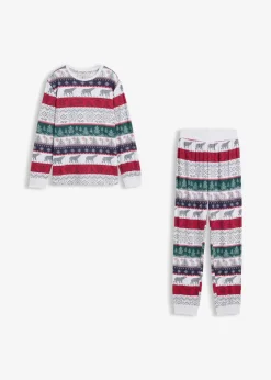 bonprix Jungen·Nachtwäsche|Mädchen·Nachtwäsche|Kinder Pyjama mit weicher Bio-Baumwolle naturmeliert norwegermuster