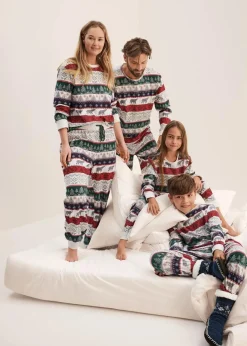 bonprix Jungen·Nachtwäsche|Mädchen·Nachtwäsche|Kinder Pyjama mit weicher Bio-Baumwolle naturmeliert norwegermuster